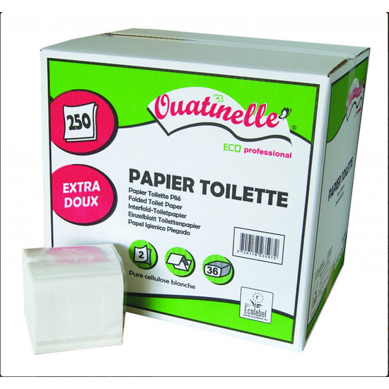 PAPIER HYGIENIQUE PAQUET 250F-2P BLANC CARTON DE 36 PAQUETS