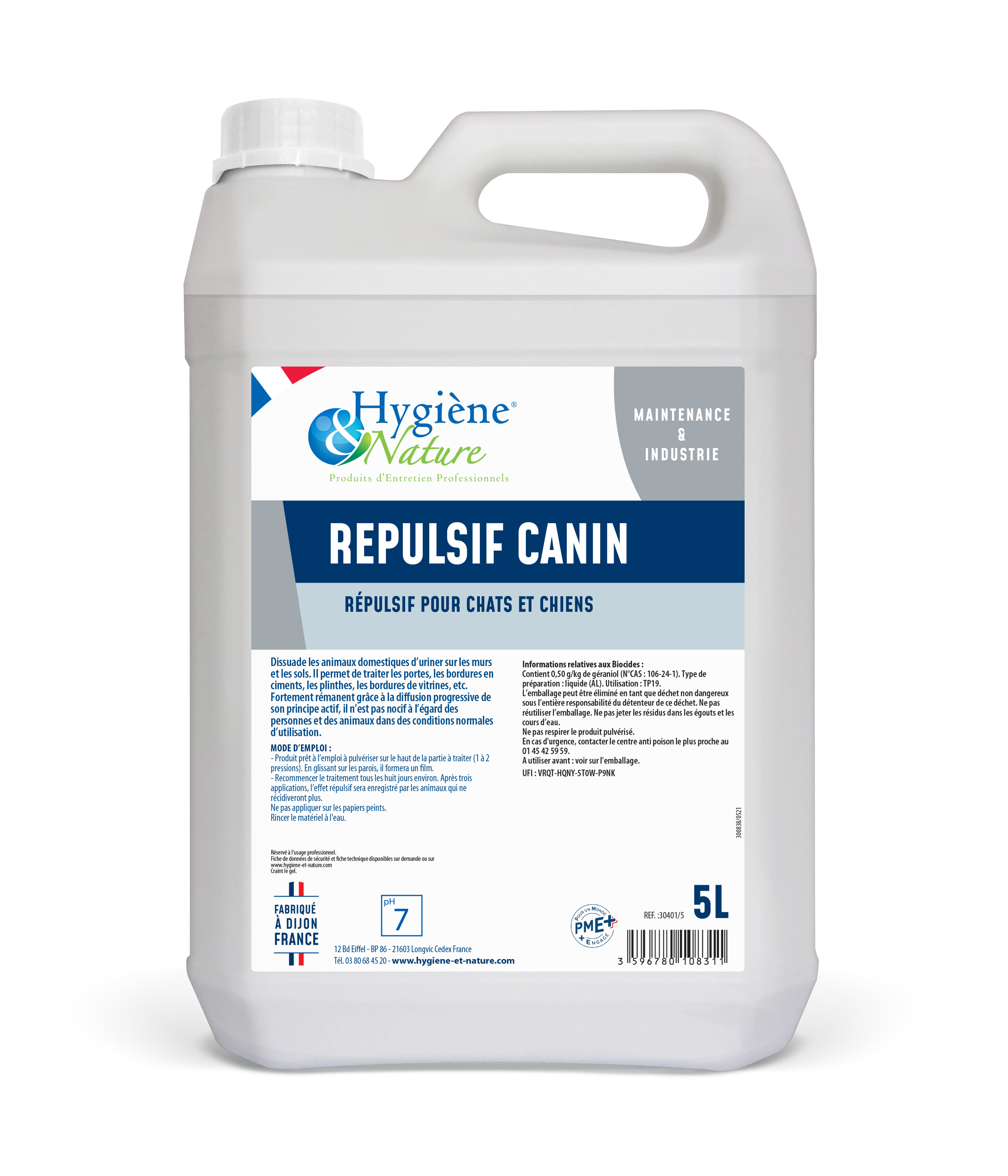 TIROS REPULSIF CANIN 5L - LE BIDON DE 5L